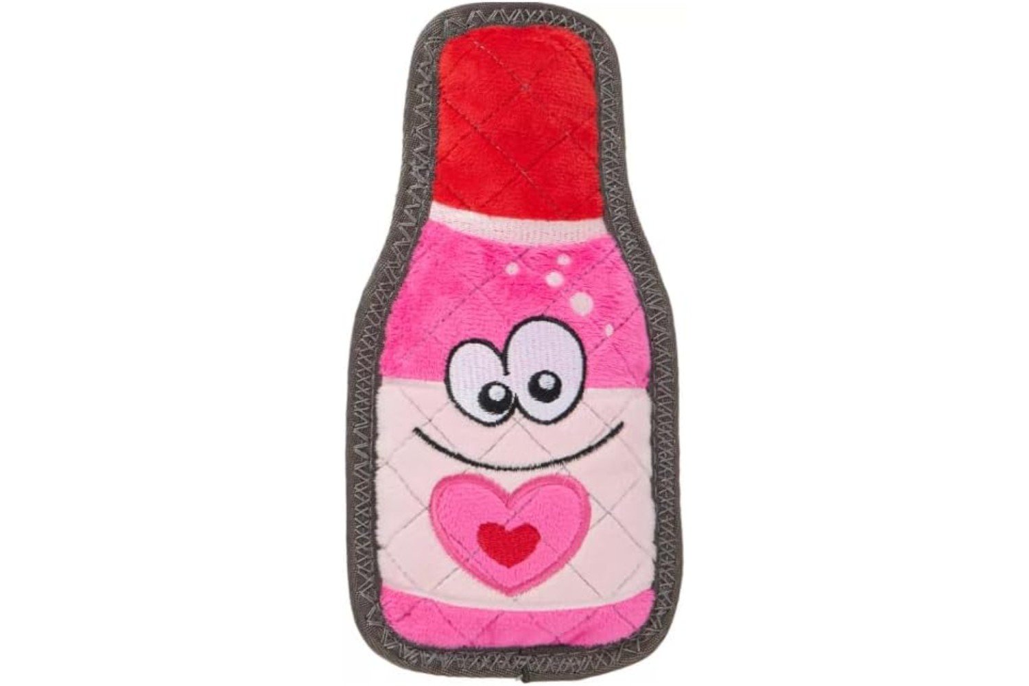 Valentine Rip Roarin' Tough Plush Pink Wine Bottle Squeaker Dog Toy