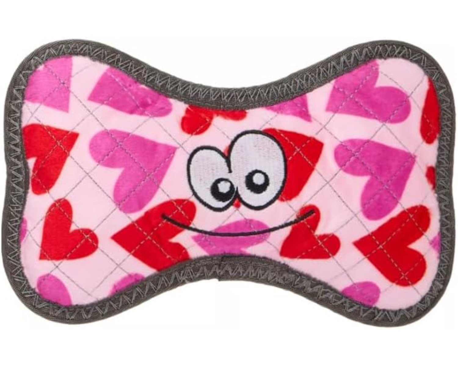 Valentine Rip Roarin' Tough Plush Heart Bone Holiday Squeaker Dog Toy